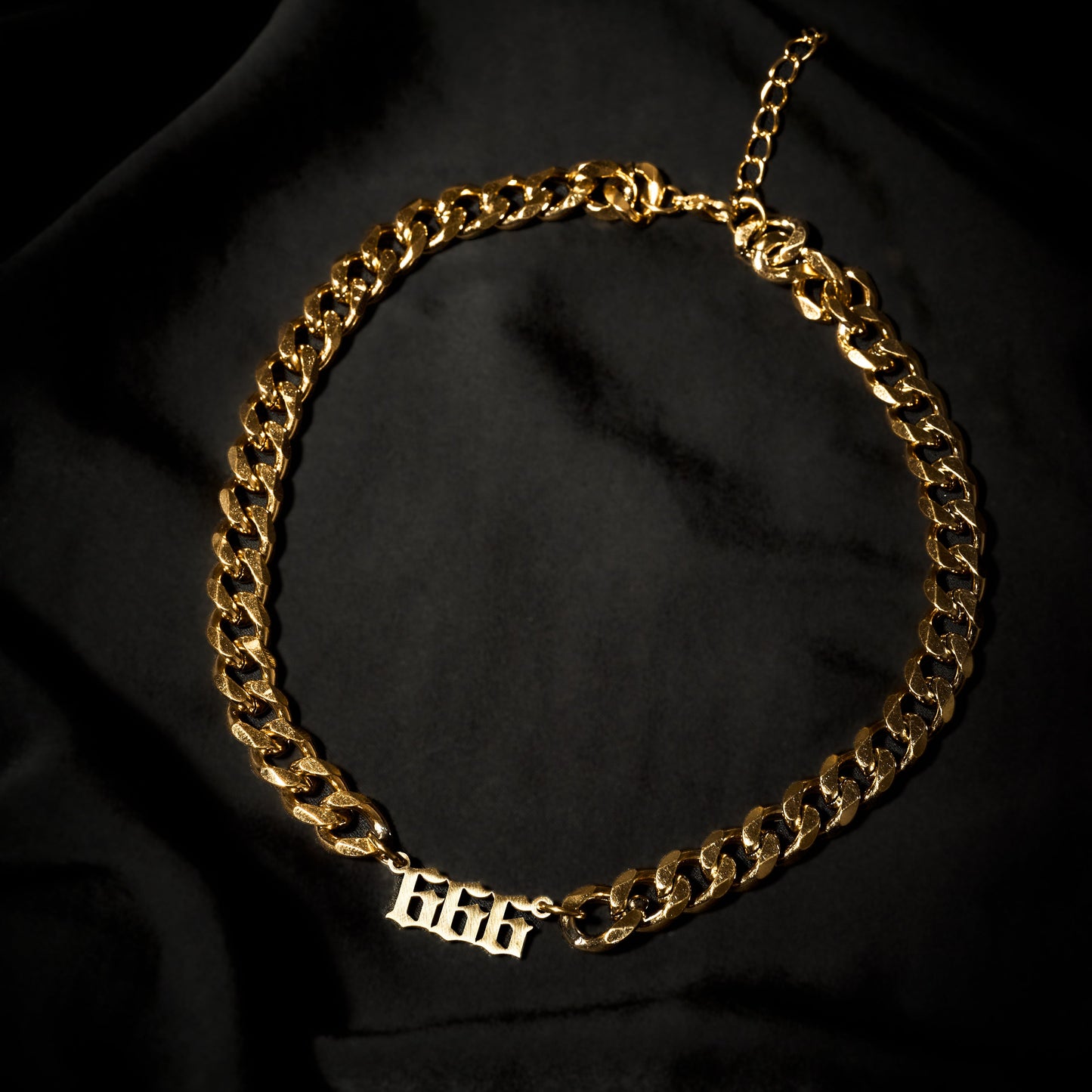 666 Choker Numerology Old English Gold