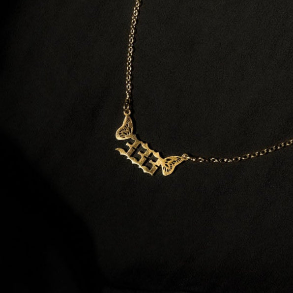 333 Necklace Numerology Butterfly Gold