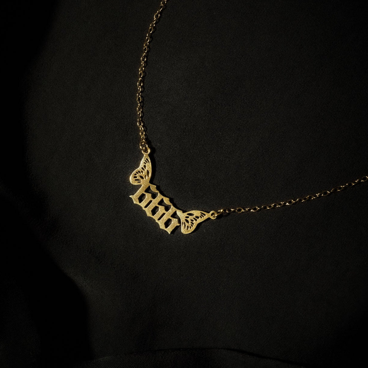 666 Necklace Numerology Butterfly Gold