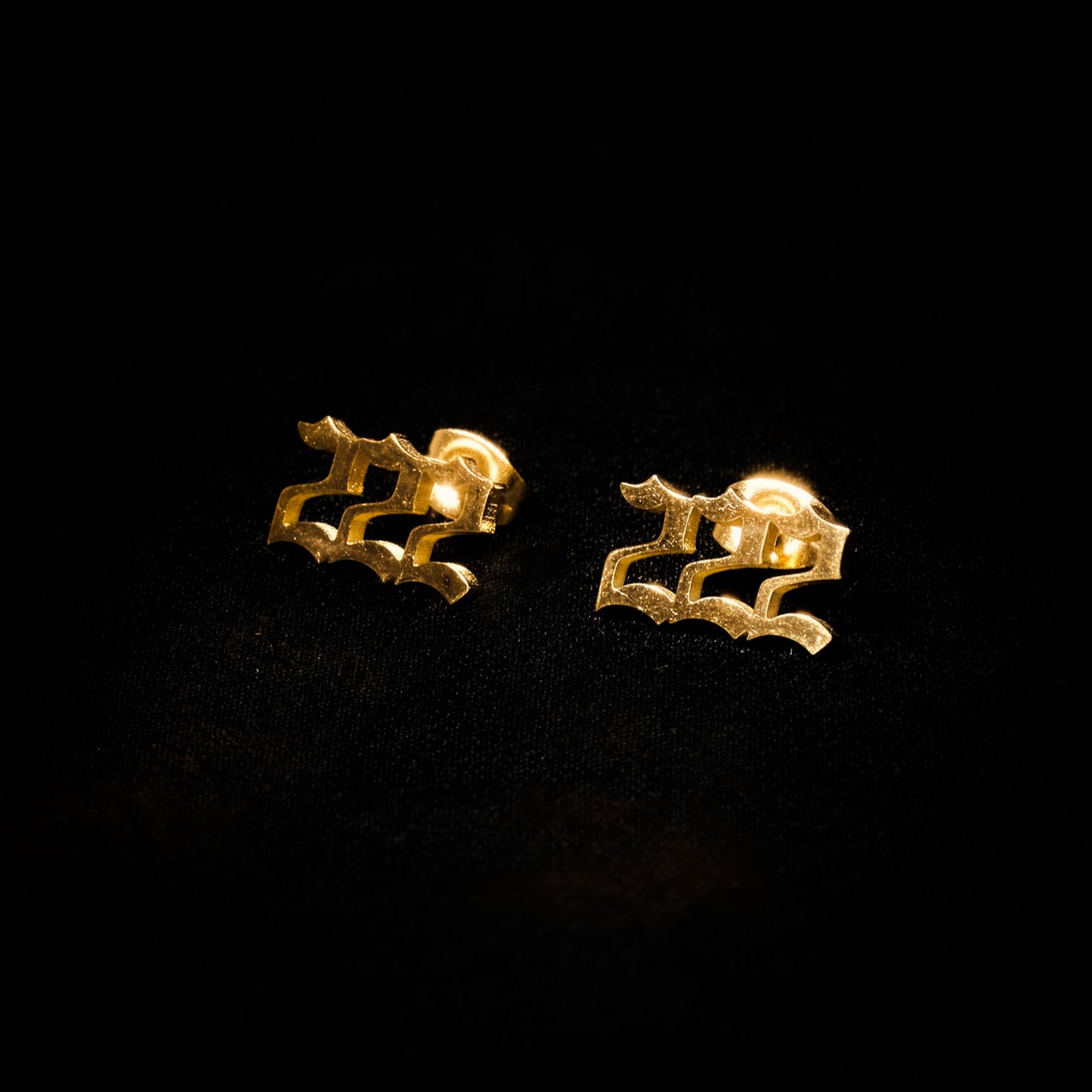 222 Earring Numerology Old English Gold