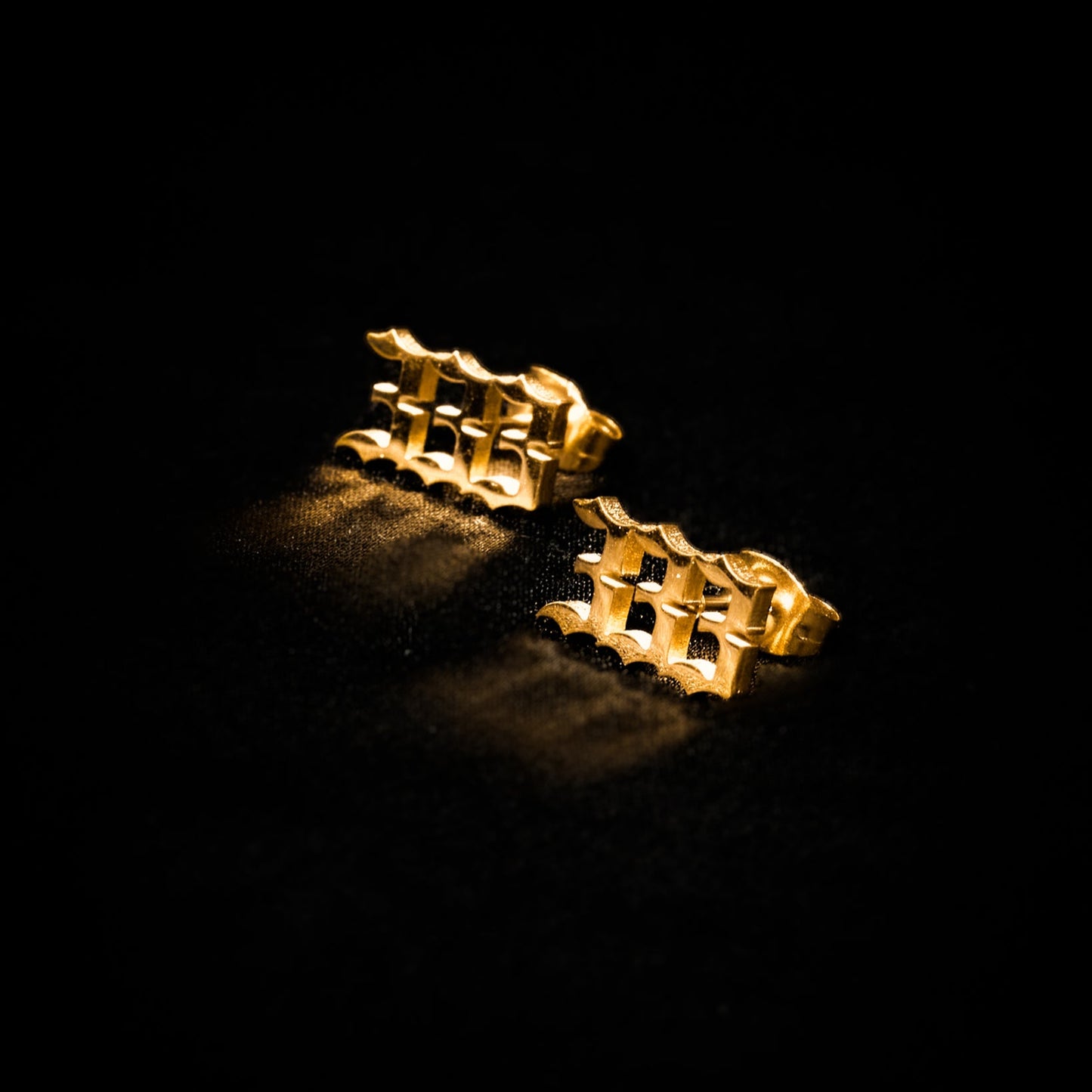 333 Earring Numerology Old English Gold