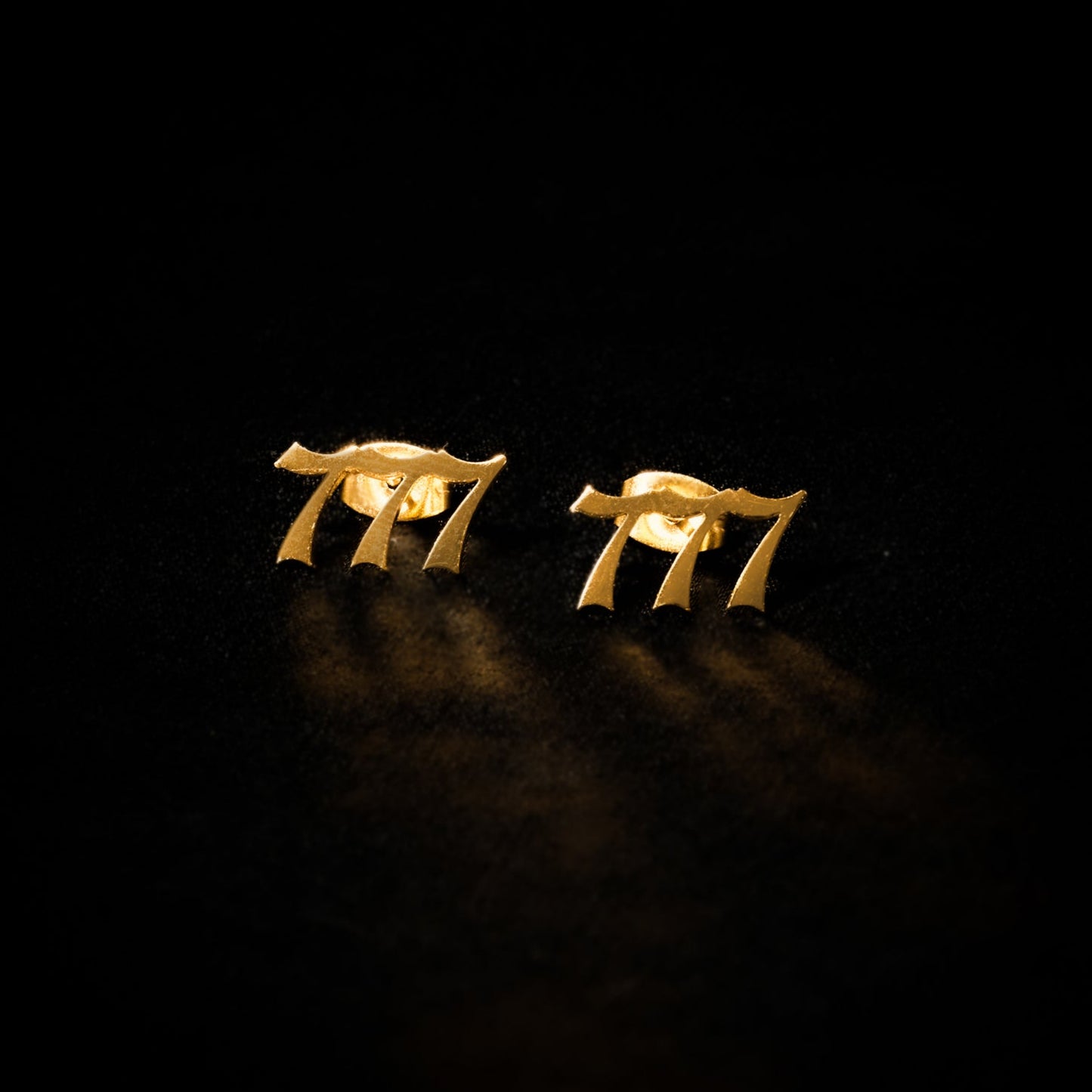 777 Earring Numerology Old English Gold