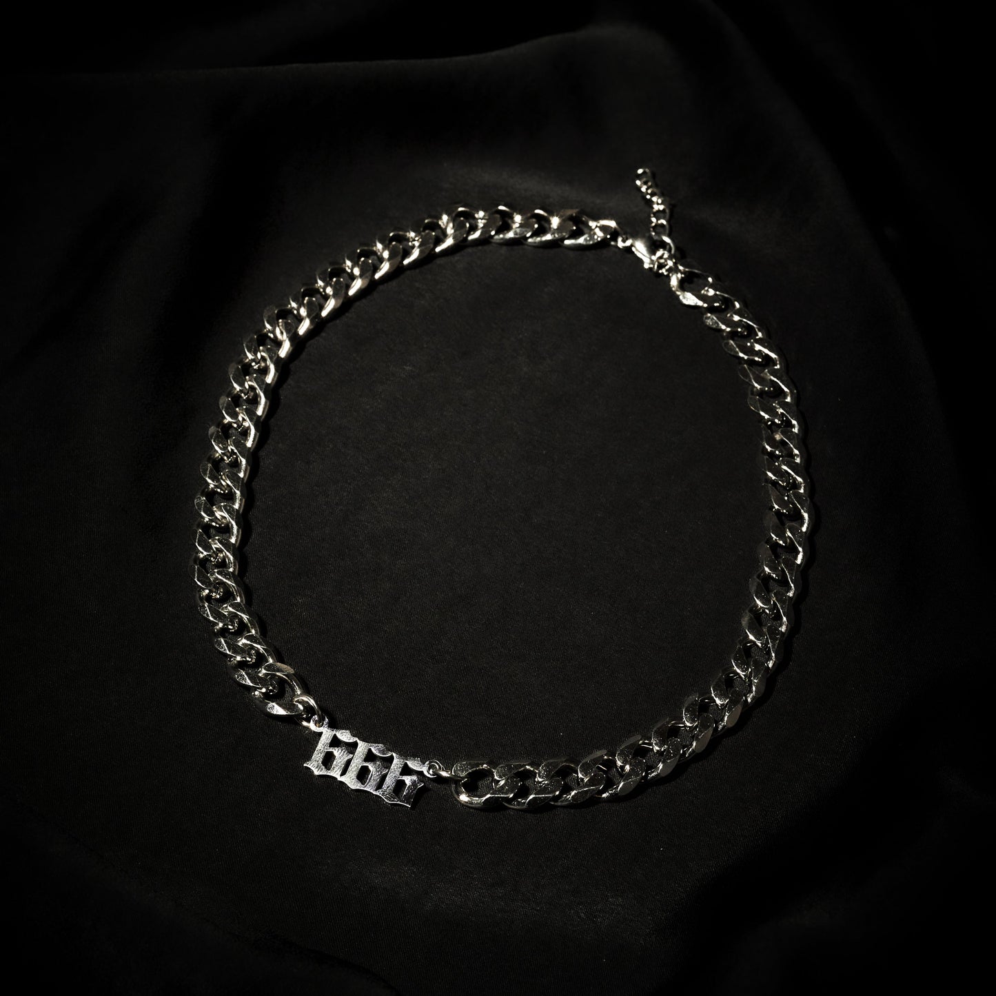 666 Choker Numerology Old English Silver