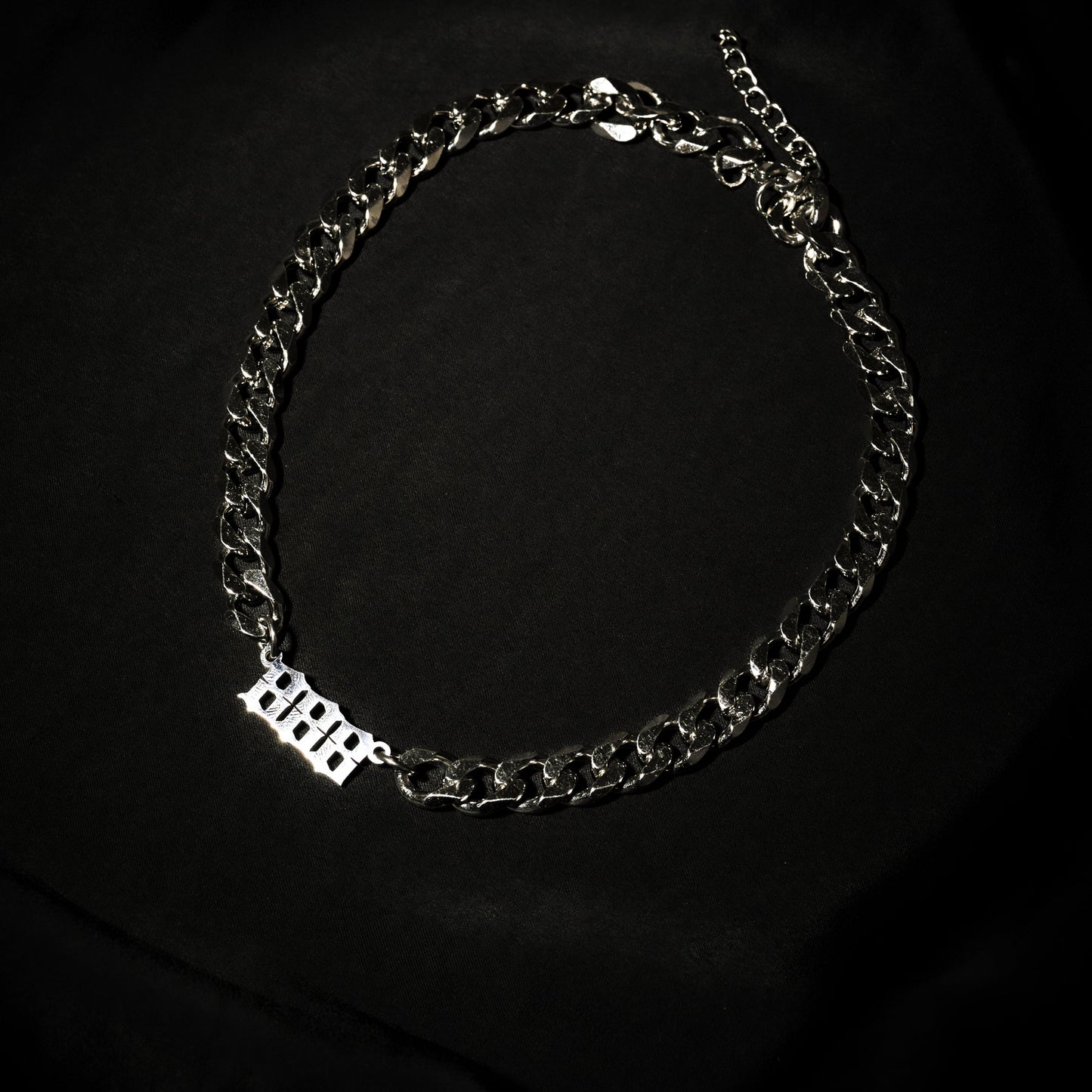888 Choker Numerology Old English Silver