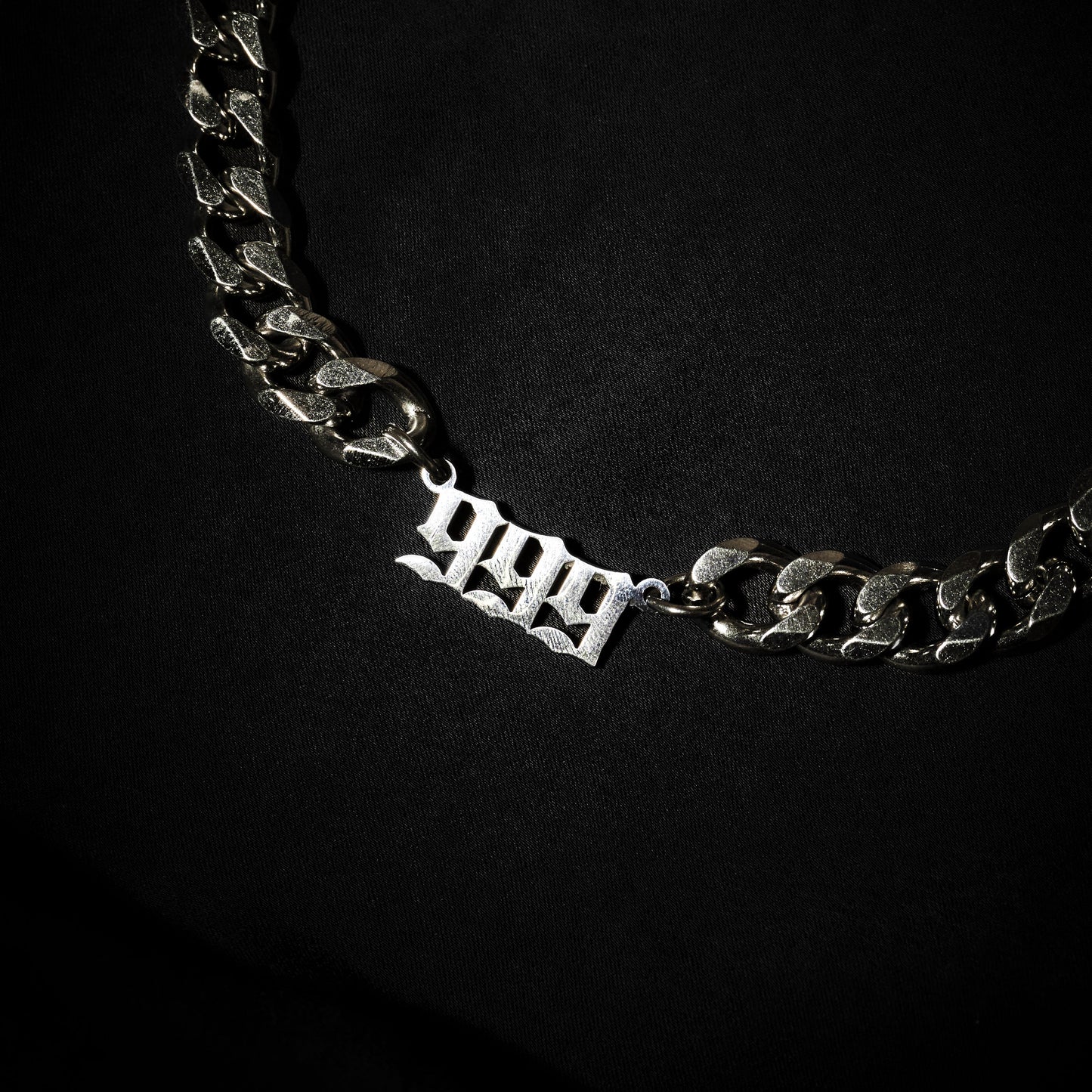 999 Choker Numerology Old English Silver