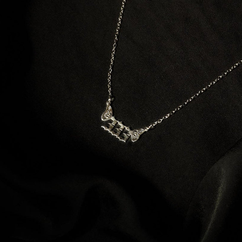 333 Necklace Numerology Butterfly Silver