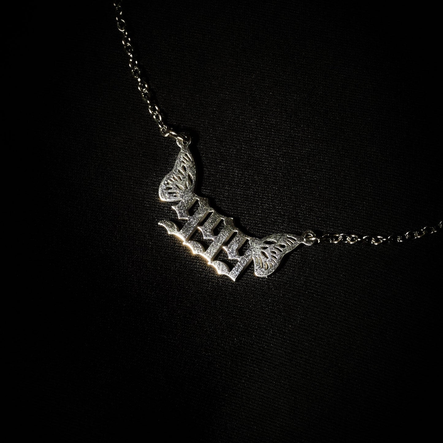 999 Necklace Numerology Butterfly Silver