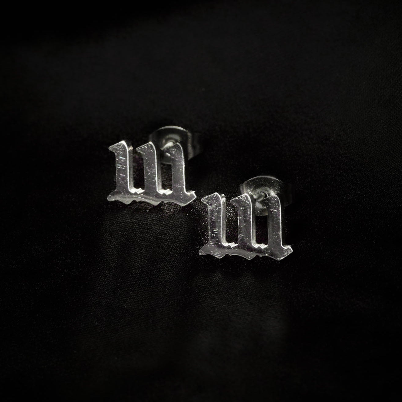 111 Earring Numerology Old English Silver