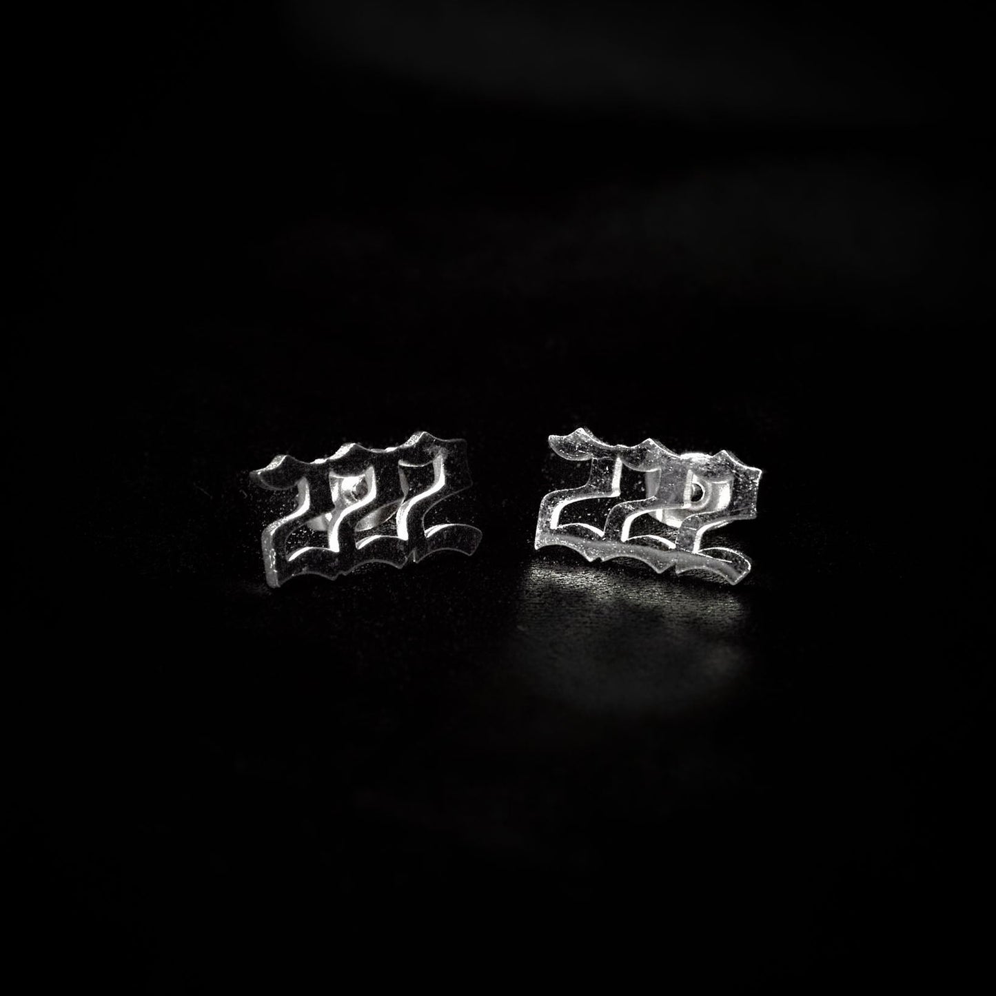 222 Earring Numerology Old English Silver