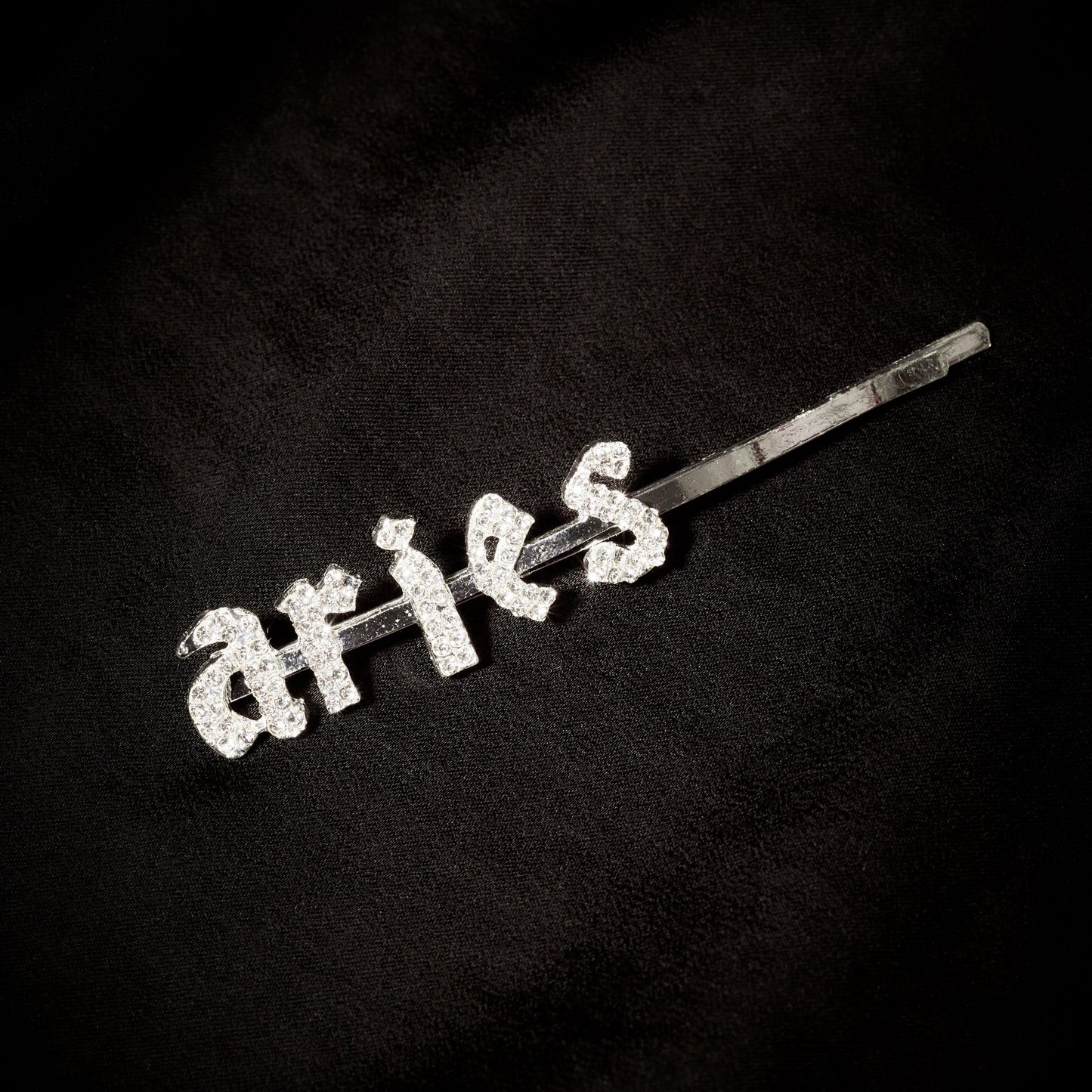 Aries Hair Pin Old English Zodiac Silver