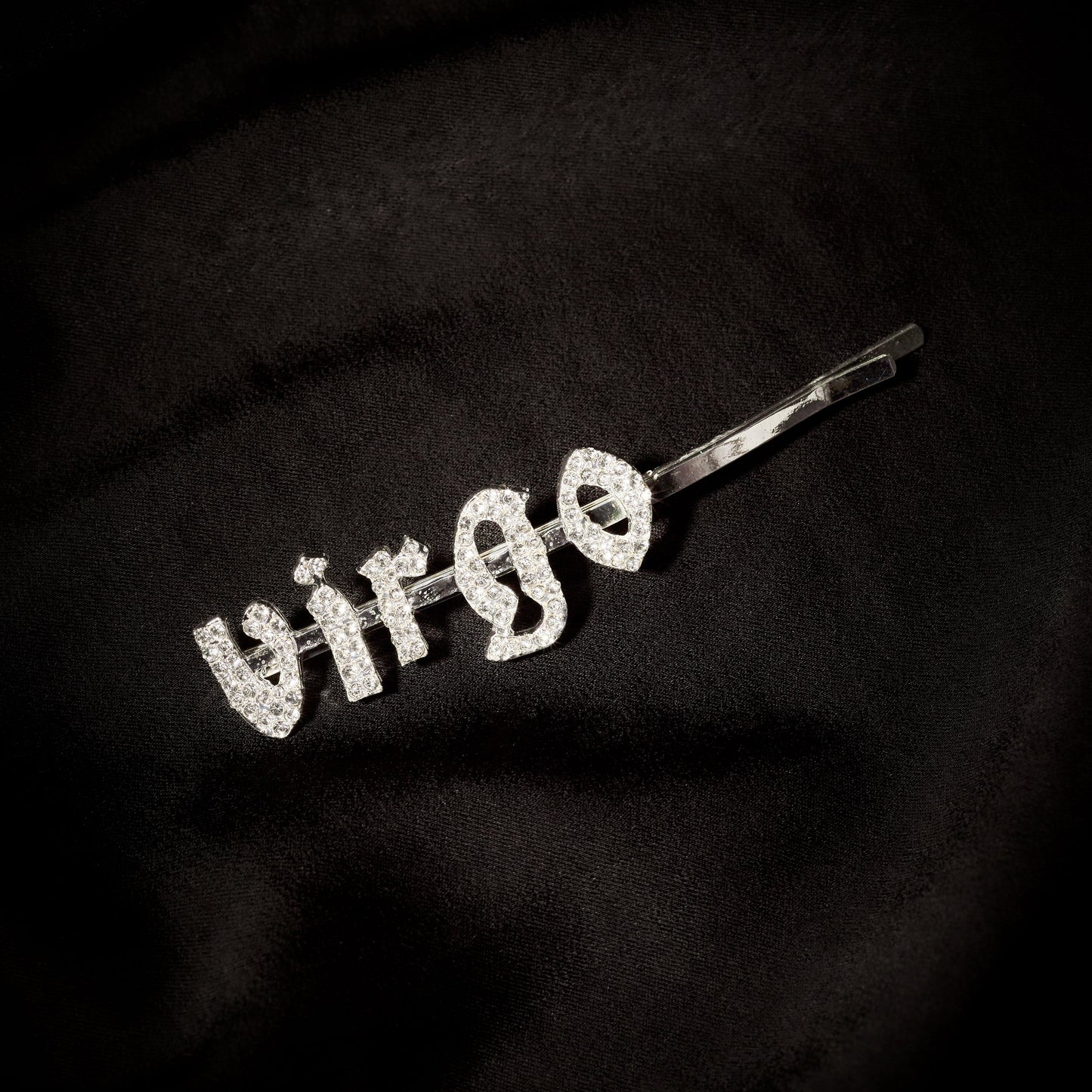 Virgo Hair Pin Old English Zodiac Silver
