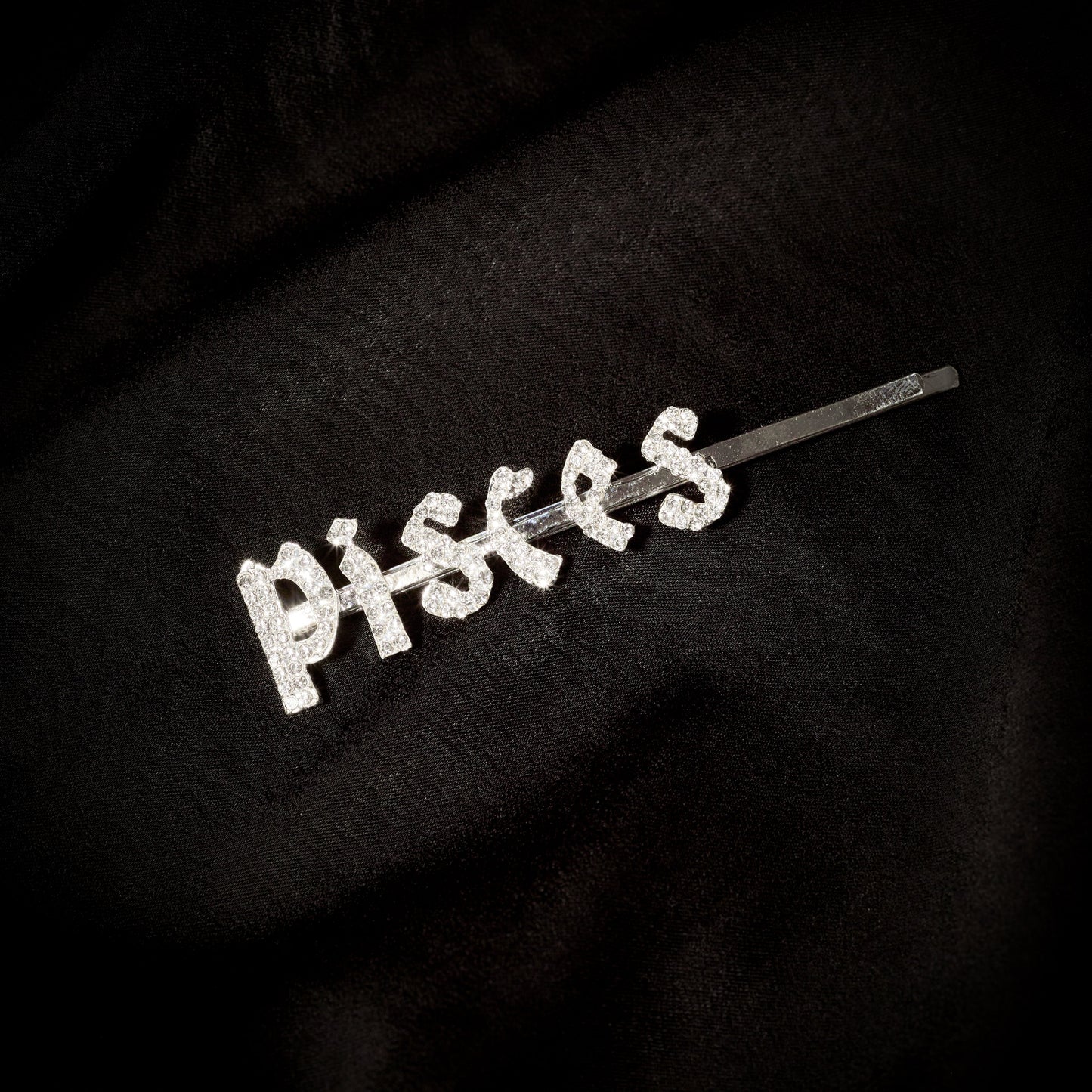 Pisces Hair Pin Old English Zodiac Silver