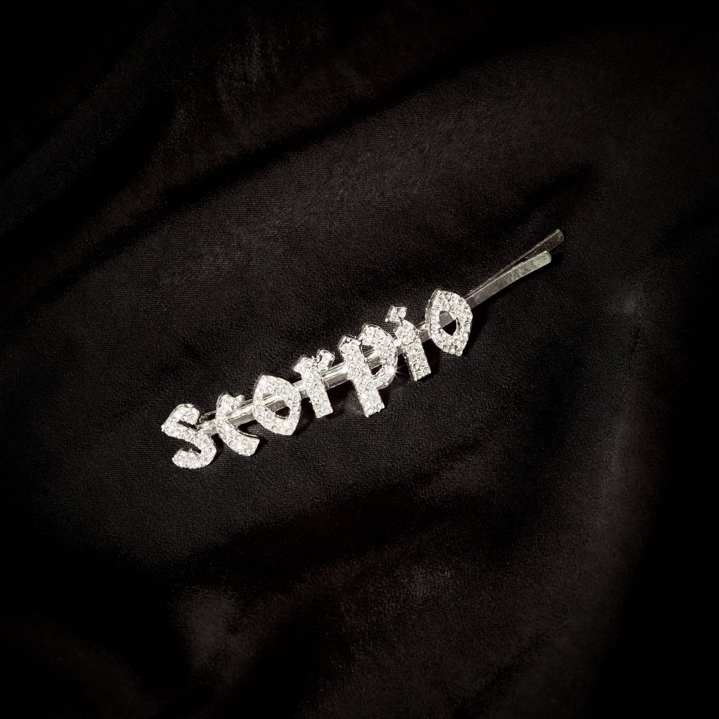 Scorpio Hair Pin Old English Zodiac Silver
