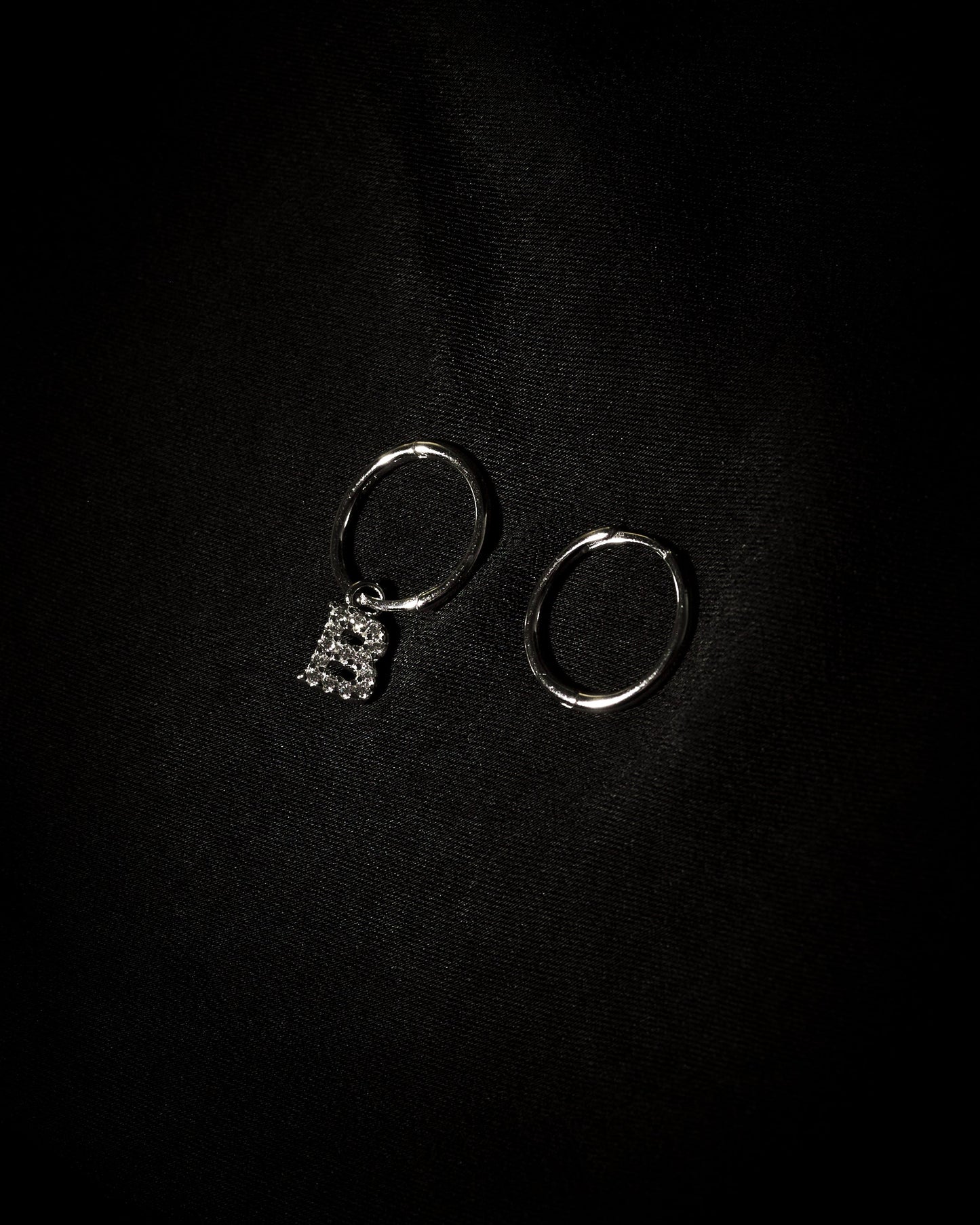 Earring Eclectic Crystal Letter Silver