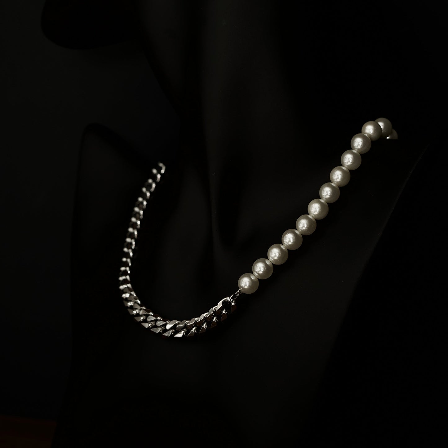 Half Pearl Gold Necklace Eclectic