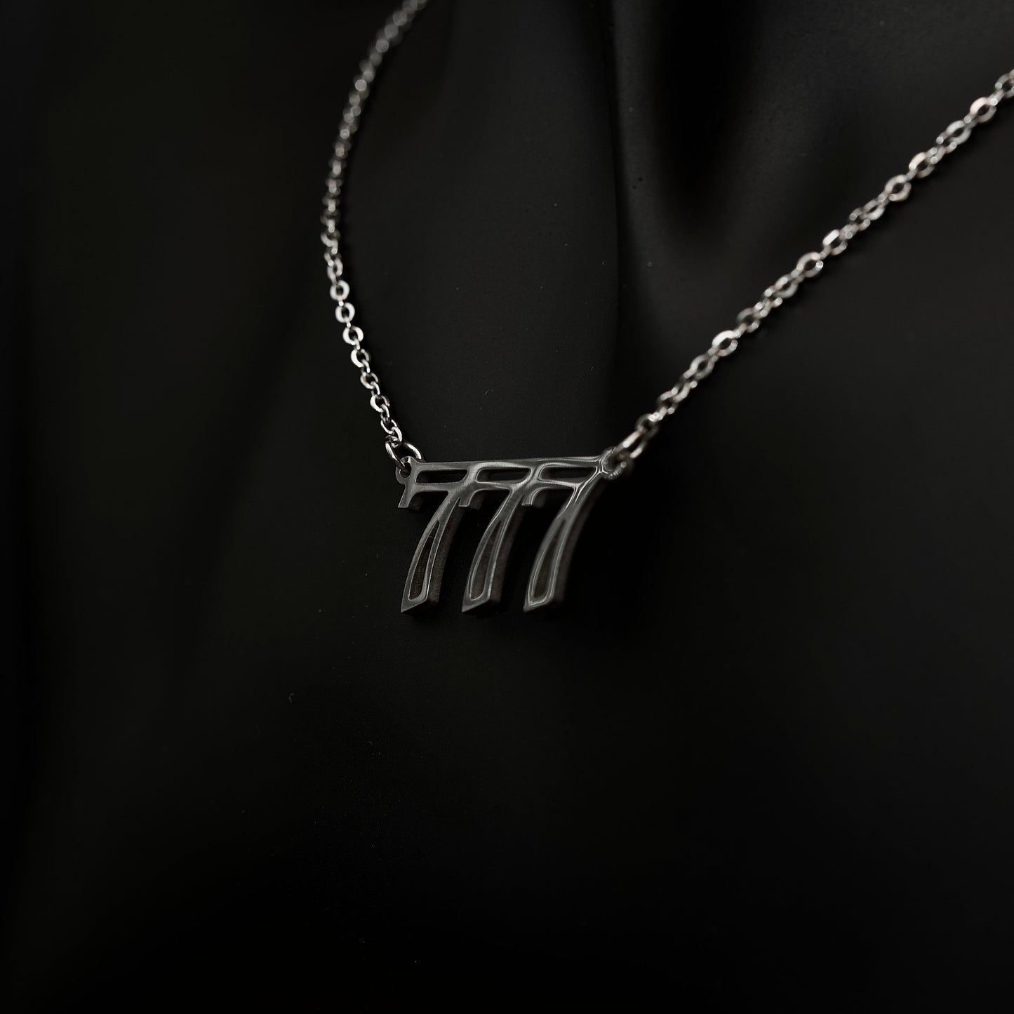 777 Necklace Numerology Hollow Silver