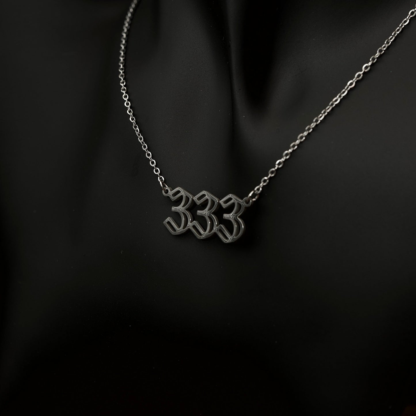333 Necklace Numerology Hollow Silver