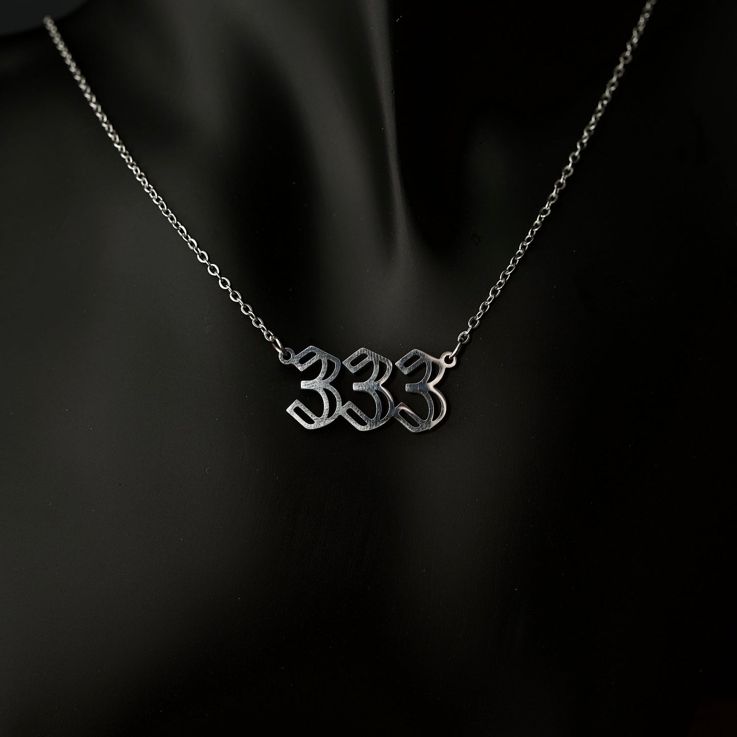 333 Necklace Numerology Hollow Silver