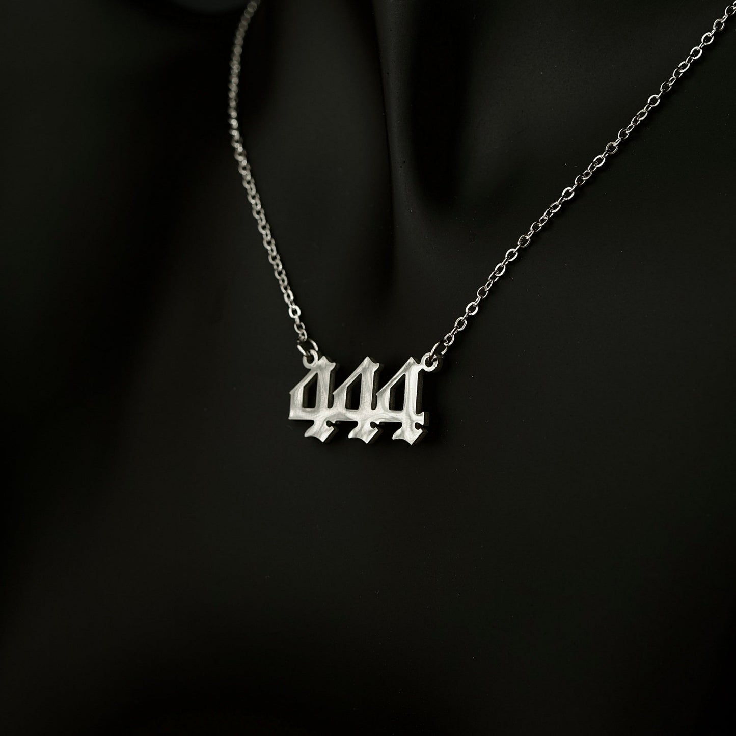 444 Necklace Numerology Old English Silver