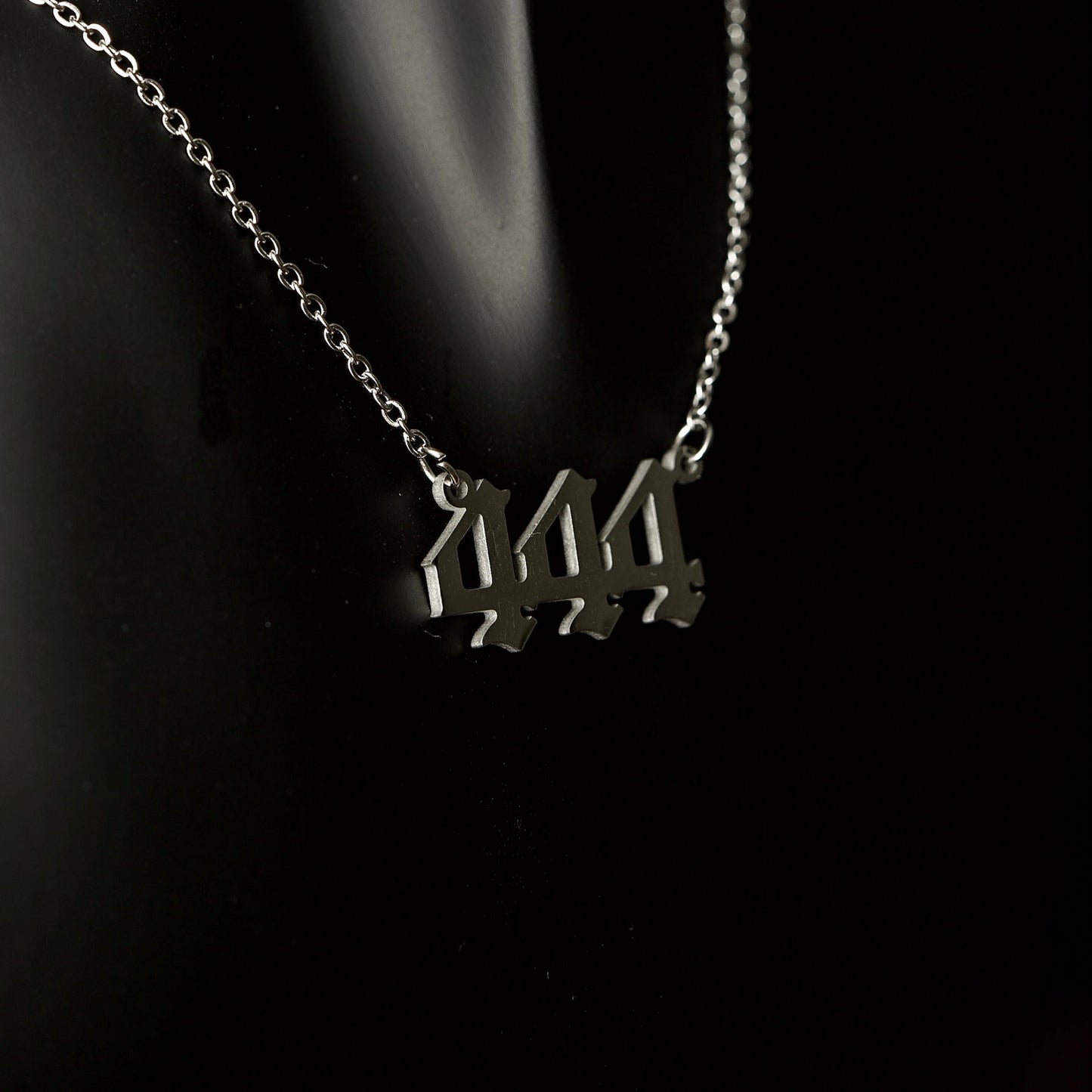 444 Necklace Numerology Old English Silver