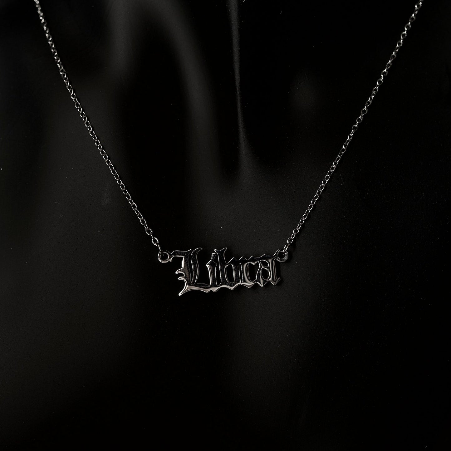 Libra Necklace Old English Zodiac Silver