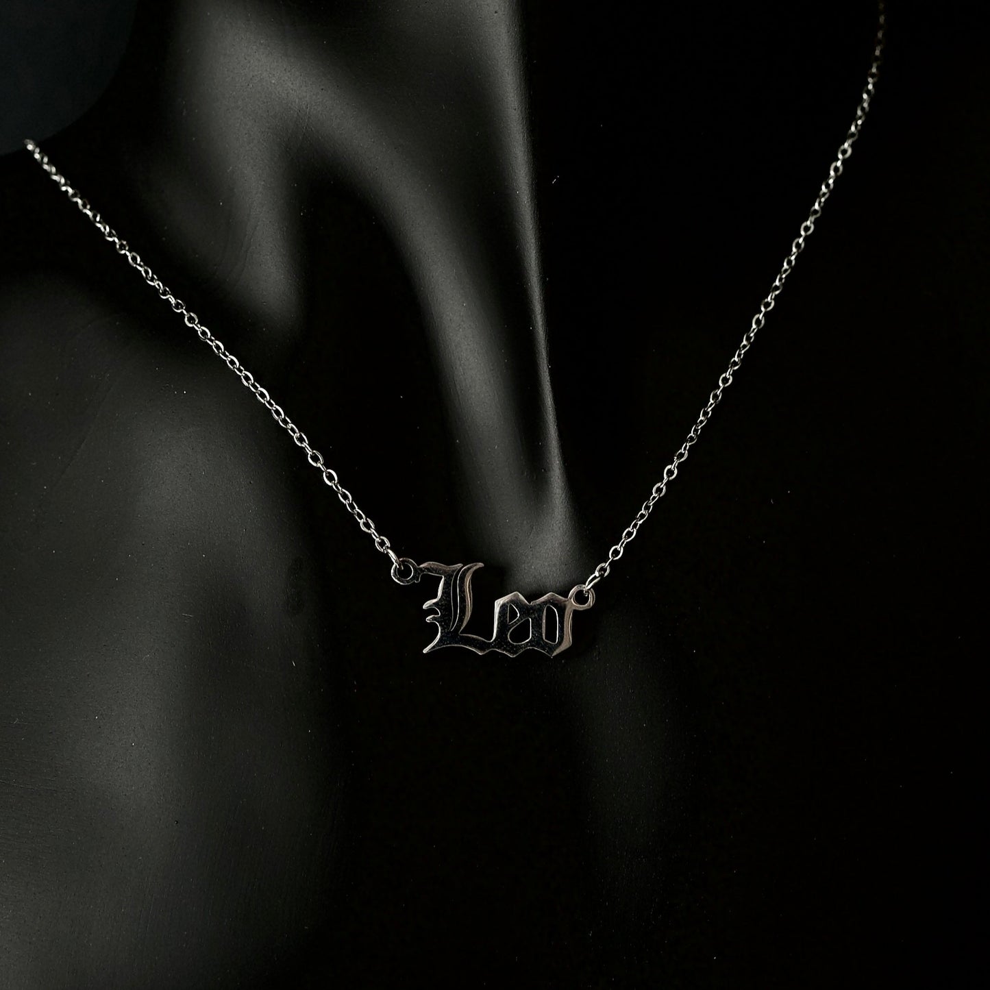 Leo Necklace Old English Zodiac Silver