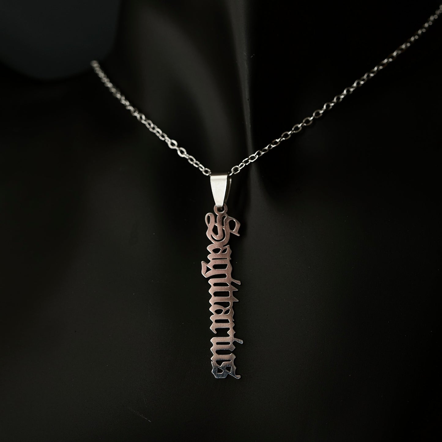 Gemini Silver Necklace Vertical Zodiac