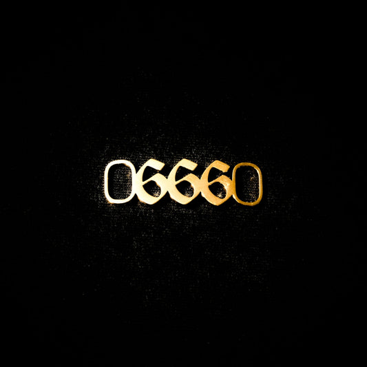 666 Shoe Tag Style Old English Gold