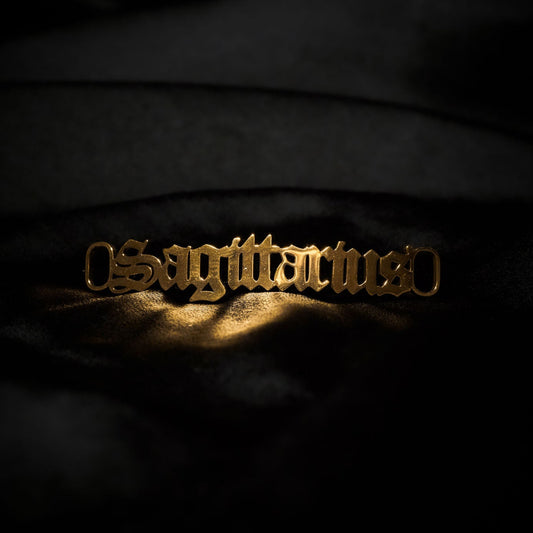 Sagittarius Shoe tag Old English Zodiac Gold
