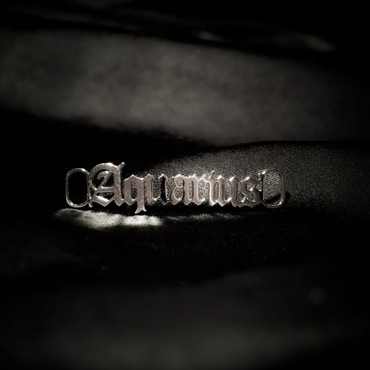 Aquarius Shoe tag Old English Zodiac Silver